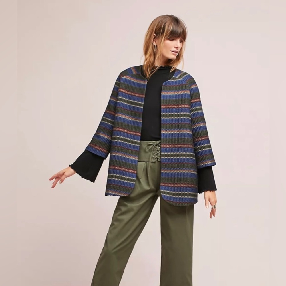 LIKE NEW: Anthropologie × Seen Worn Kept Long Sleeve Textured Open Boho Blazer